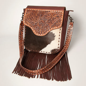 American Darling Cross Body Hand Tooled Hair on-Genuine Leather Western Women Bag Handbag Purse | Crossbody for Cute